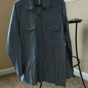 Womens plus size denim button down shirt